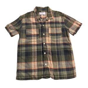 Old Navy | Plaid Short Sleeve Button Down Shirt Size Large (10-12) Army